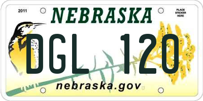 NE license plate DGL120
