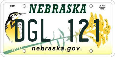 NE license plate DGL121