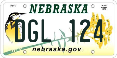 NE license plate DGL124