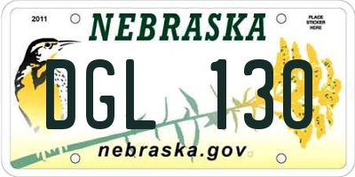 NE license plate DGL130