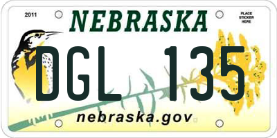 NE license plate DGL135