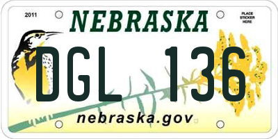 NE license plate DGL136