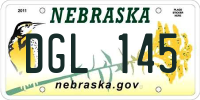 NE license plate DGL145