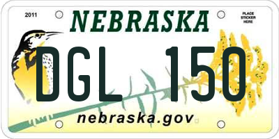 NE license plate DGL150