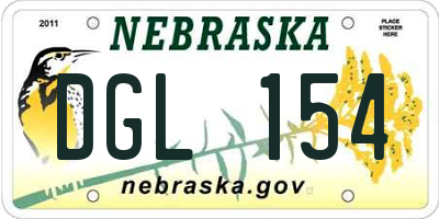 NE license plate DGL154