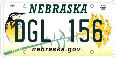 NE license plate DGL156