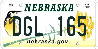 NE license plate DGL165
