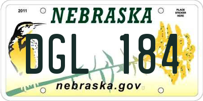 NE license plate DGL184