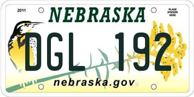 NE license plate DGL192