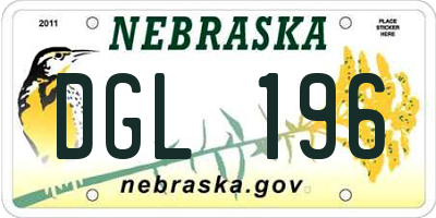 NE license plate DGL196
