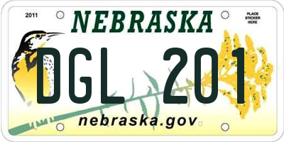 NE license plate DGL201