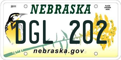 NE license plate DGL202