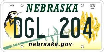 NE license plate DGL204