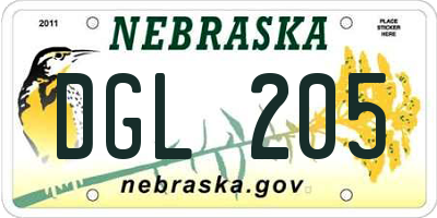 NE license plate DGL205