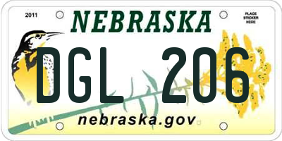 NE license plate DGL206