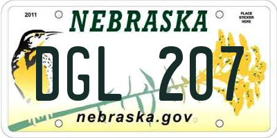 NE license plate DGL207