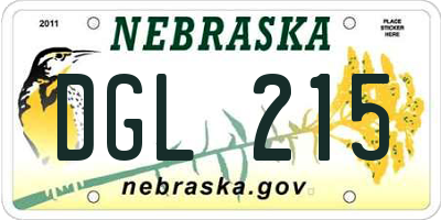 NE license plate DGL215