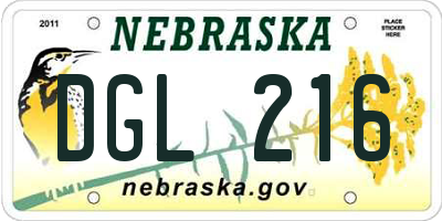 NE license plate DGL216