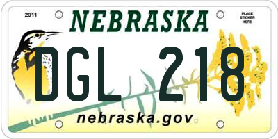 NE license plate DGL218
