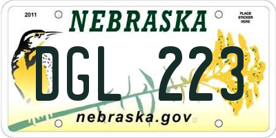 NE license plate DGL223
