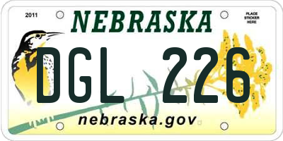 NE license plate DGL226