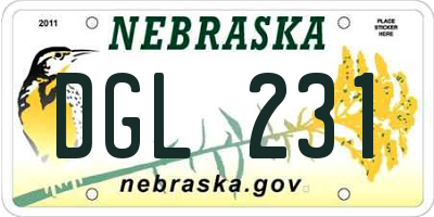 NE license plate DGL231