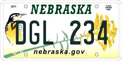 NE license plate DGL234