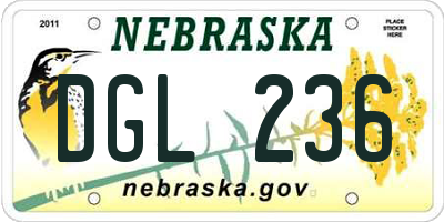NE license plate DGL236
