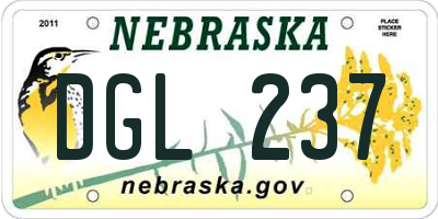 NE license plate DGL237