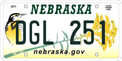 NE license plate DGL251