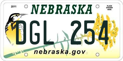 NE license plate DGL254