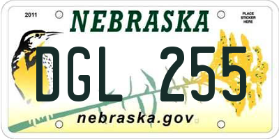 NE license plate DGL255