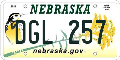 NE license plate DGL257
