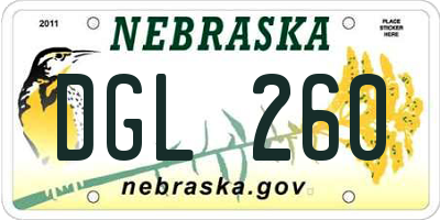 NE license plate DGL260