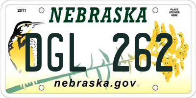 NE license plate DGL262