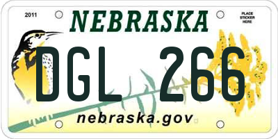 NE license plate DGL266