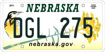 NE license plate DGL275