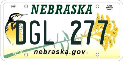 NE license plate DGL277