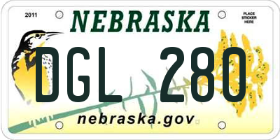 NE license plate DGL280
