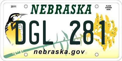 NE license plate DGL281