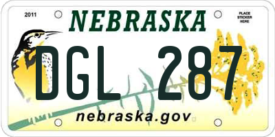 NE license plate DGL287