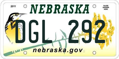 NE license plate DGL292