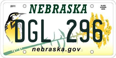 NE license plate DGL296