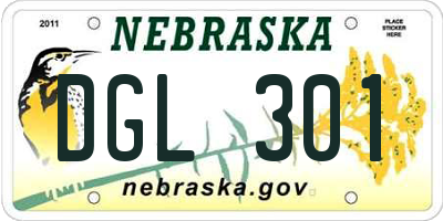 NE license plate DGL301