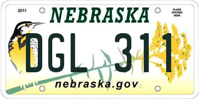 NE license plate DGL311