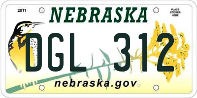NE license plate DGL312
