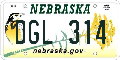 NE license plate DGL314
