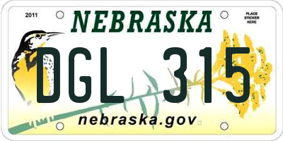 NE license plate DGL315
