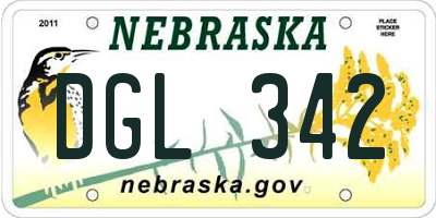 NE license plate DGL342
