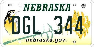 NE license plate DGL344